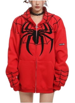 NIBEMINENT Autumn and winter American Y2K retro niche design Spider-Man hooded sweatshirt zipper cardigan national style high street loose jacket  - Image 1
