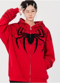 NIBEMINENT Autumn and winter American Y2K retro niche design Spider-Man hooded sweatshirt zipper cardigan national style high street loose jacket  - Image 2