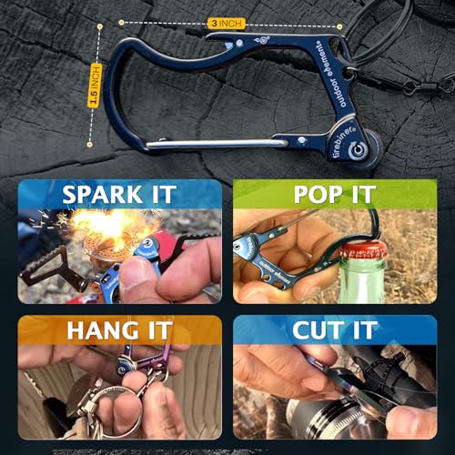 OUTDOOR ELEMENT Firebiner 6-in-1 Fire-Starting Carabiner EDC Emergency Multitool -Keychain,Utility Blade,Bottle Opener,& more - Image 5