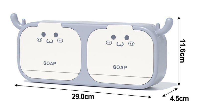 GION GION Wash Basin Soap Holder Wall Mounted Self Adhesive Kitchen Bathroom Soap Stand Flip-Top Cartoon Soap Box with Hanging Hook (1Pcs)  - Image 2