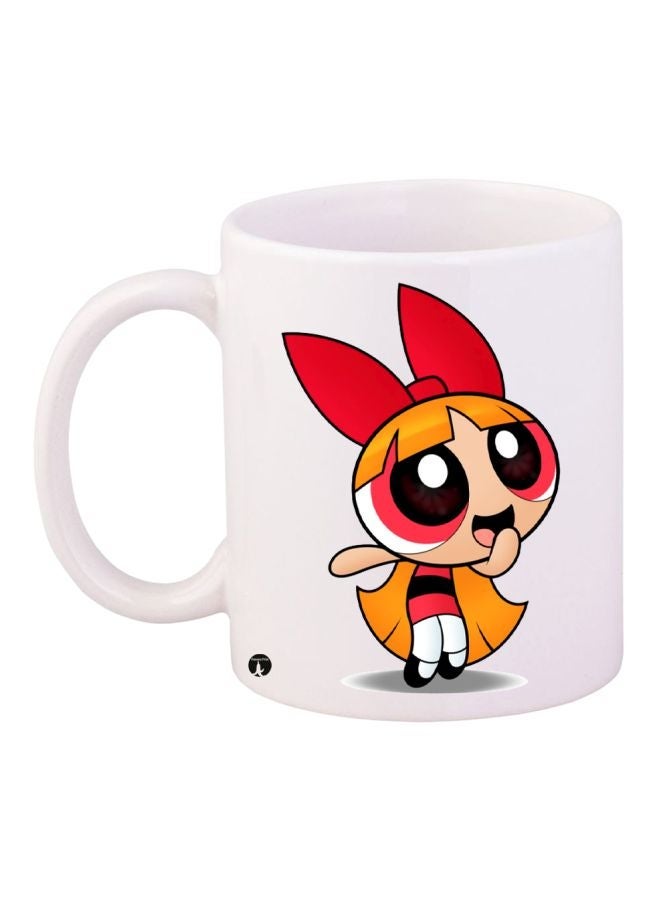 RYN Powerpuff Girl Printed Coffee Mug White/Red/Yellow 11ounce