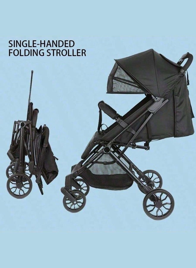 Bukela Luxury Baby Stroller - High-Landscape Lightweight Travel Stroller with One-Hand Fold, Large Skylight Canopy, 4-Wheel Suspension, Multi-Position Recline & 360° Wheels - Image 5