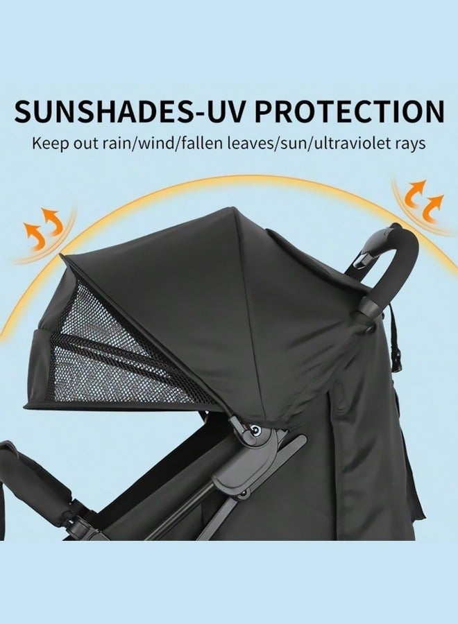 Bukela Luxury Baby Stroller - High-Landscape Lightweight Travel Stroller with One-Hand Fold, Large Skylight Canopy, 4-Wheel Suspension, Multi-Position Recline & 360° Wheels - Image 2