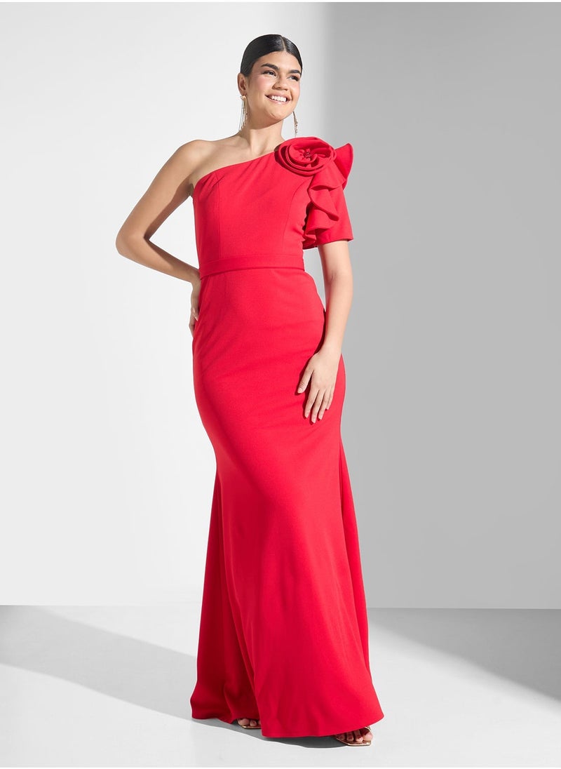 ايرا فستان كتف واحد بنقوش الزهور - Image 4