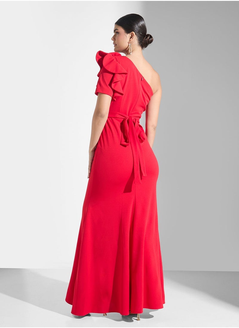 ايرا فستان كتف واحد بنقوش الزهور - Image 2