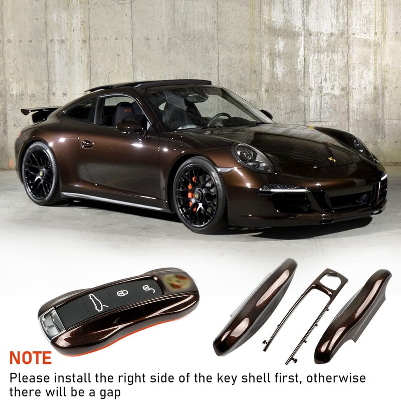 Jaronx Compatible with Porsche Key Fob Cover for Cayenne Panamera 2018-2024, Carrera Taycan Accessories 2020-2024 (Mahogany Metallic-New) - Image 4