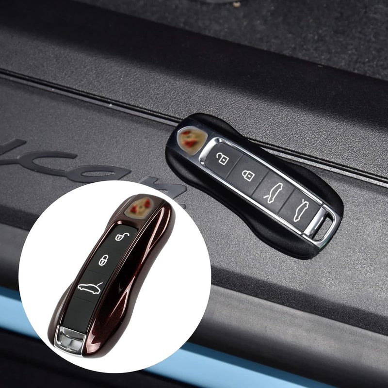 Jaronx Compatible with Porsche Key Fob Cover for Cayenne Panamera 2018-2024, Carrera Taycan Accessories 2020-2024 (Mahogany Metallic-New) - Image 3