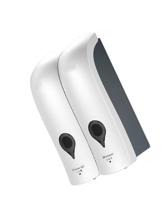 CHUANGDIAN 300ml*2 NO Drilling Wall Mounted Double-Head Manual Soap Dispenser Bathroom Shower Gel Liquid Shampoo Dispenser Holder--White  - Image 3