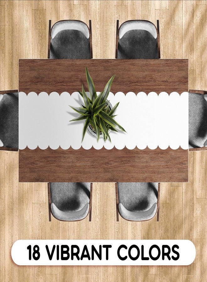 Swanoo White Plastic Disposable Table Runner. 5 Pack 14 x 108 inch. Scallop Table Runner Adds A Pop of Color to Your Party Table, by Swanoo - Image 5