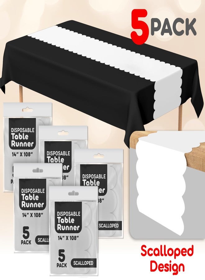 Swanoo White Plastic Disposable Table Runner. 5 Pack 14 x 108 inch. Scallop Table Runner Adds A Pop of Color to Your Party Table, by Swanoo - Image 2