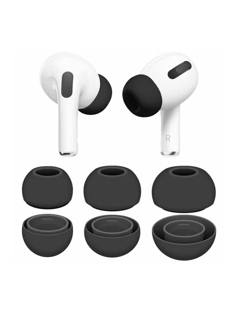 3 Pairs Replacement Ear Buds For Air Pods Pro - Ear Tips for Air pods Pro 2 Ear Tips Buds - Small Medium Large 3 Size Silicone Rubber Eartip Earbuds Gel Cover Accessories（Black） - Image 1