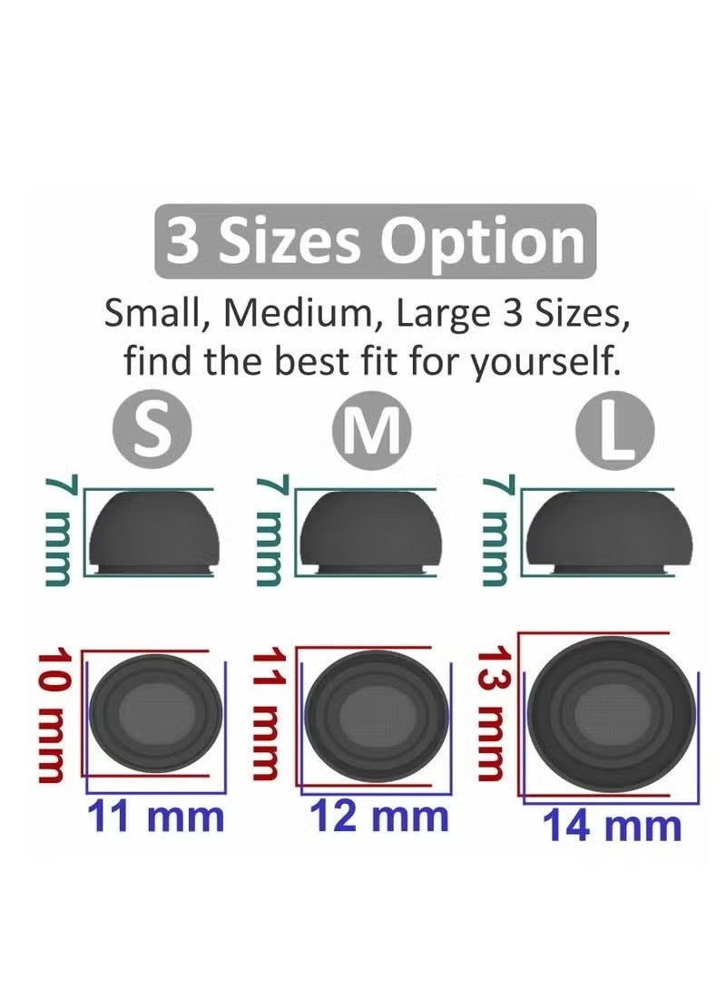 3 Pairs Replacement Ear Buds For Air Pods Pro - Ear Tips for Air pods Pro 2 Ear Tips Buds - Small Medium Large 3 Size Silicone Rubber Eartip Earbuds Gel Cover Accessories（Black） - Image 2