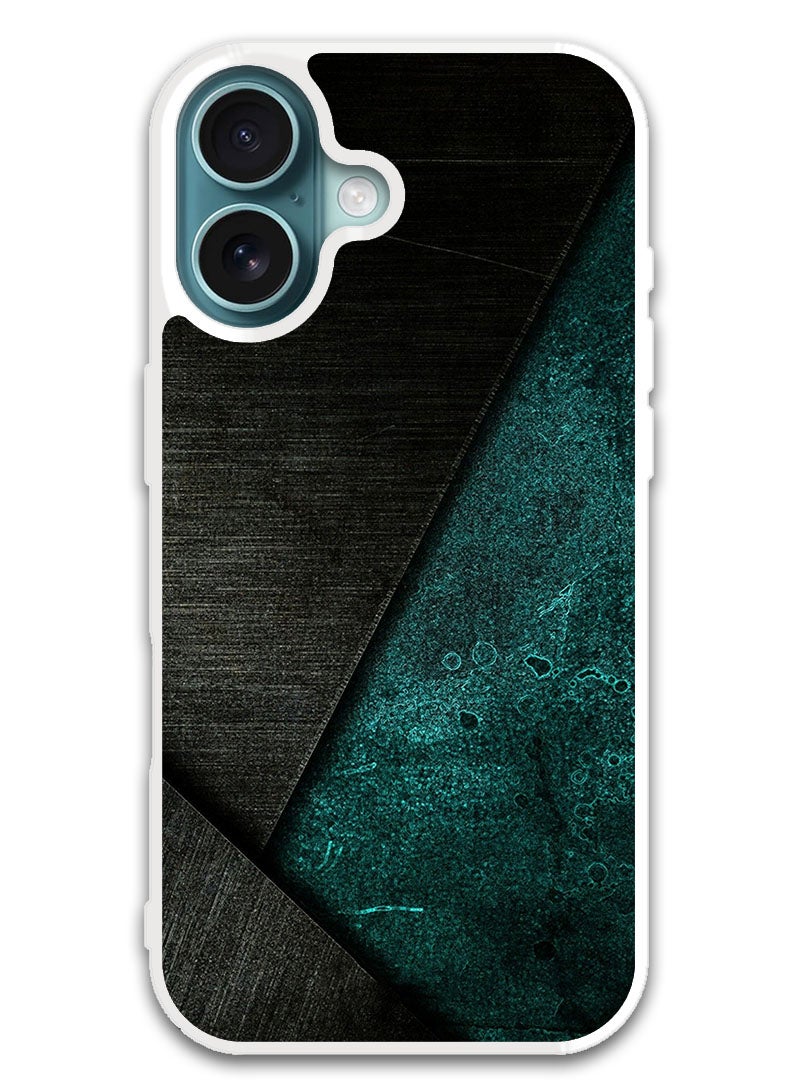 Theodor Protective Case Cover For APPLE IPHONE 16 Plus Black Dark Green Pattern (White Bumper) - Image 1