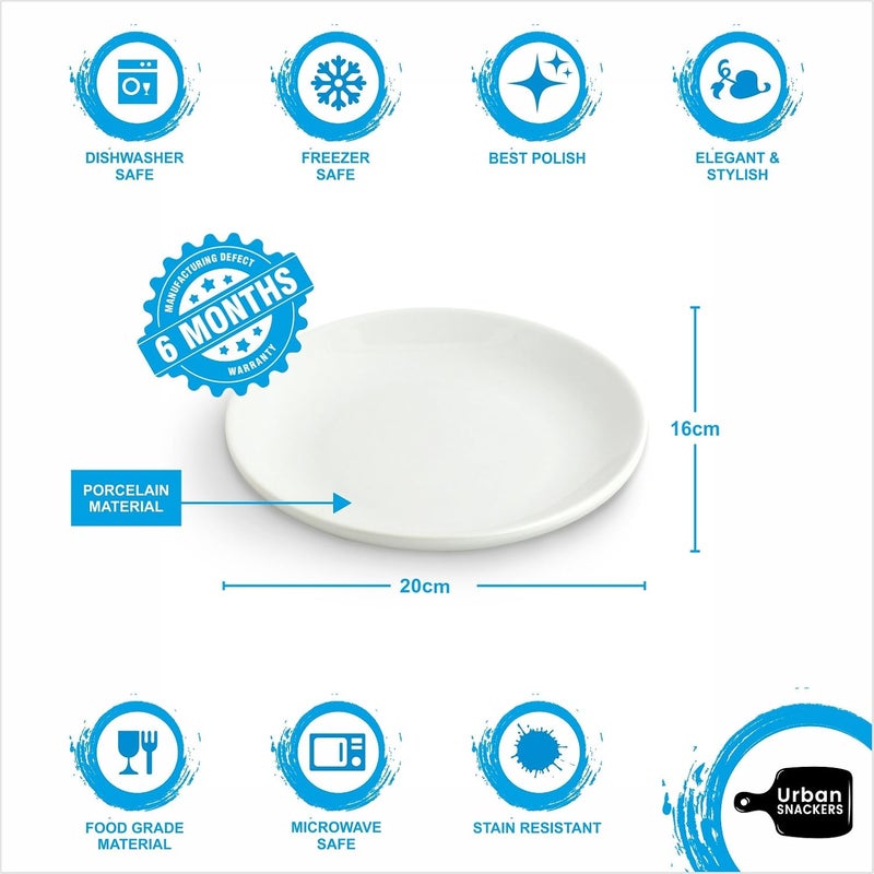 URBAN SNACKERS Urban Snakers Porcelain Plates Oval Shape Dinner Plates 21 cm Used for Serving Pasta Dining and Snacks White Plate Pack of 1 Dishware and Freezer Safe Plate - Image 3