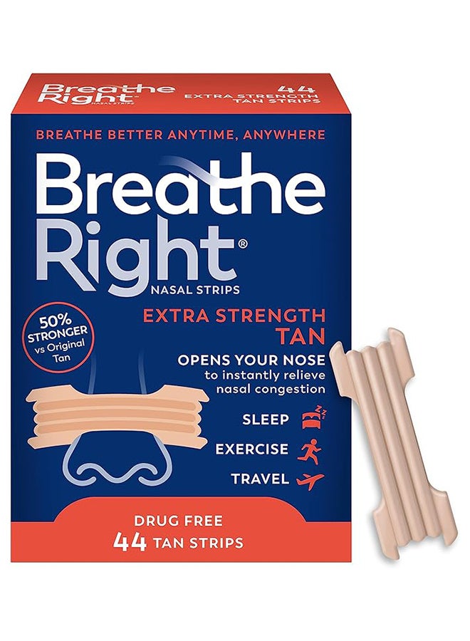 Breathe Right Extra Strength Clear Nasal Strips, Nasal Congestion Relief Due to Colds & Allergies, Nasal Congestion Relief Oral Breathing Patch - 44 Count - Image 1