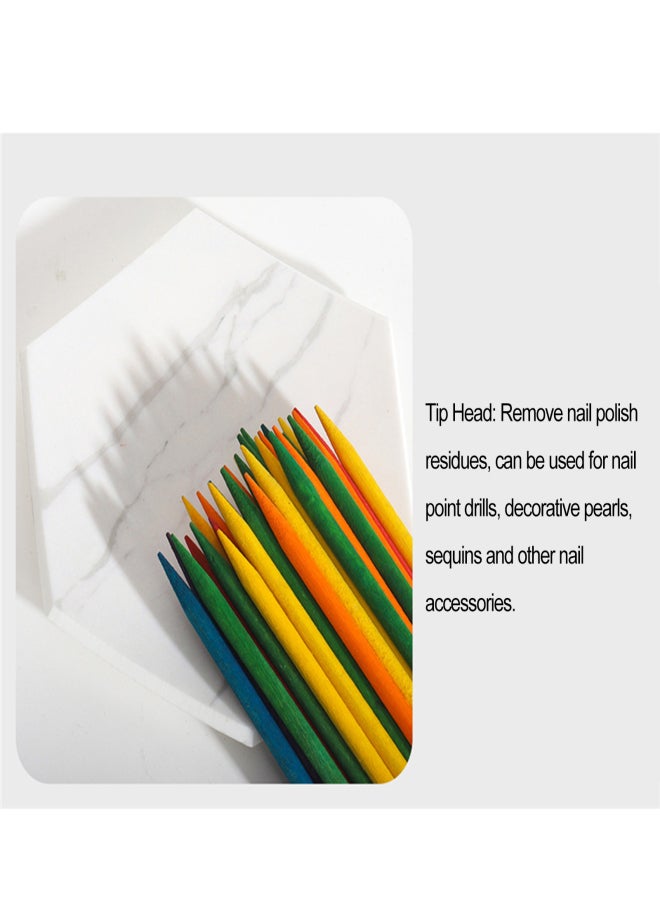 100Pcs Orange Wood Sticks Nail Polish Remover Tool Cuticle Pusher Multi-Purpose Dual Ends Disposable Nail Art Manicure Pedicure Tool for Nail Cleaning - Image 3