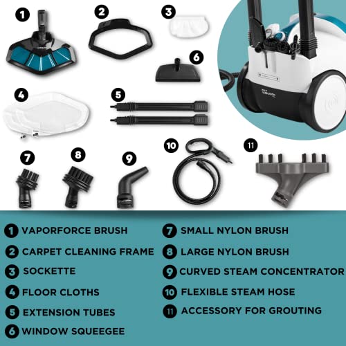 POLTI Vaporetto Smart 100 Steam Cleaner with Unlimited Steam Technology, Sanitize Floors, Carpets and Surfaces Adjustable High Power Steam Pressure Up to 58 PSI with 10 Accessories 1 Year Warranty - Image 4