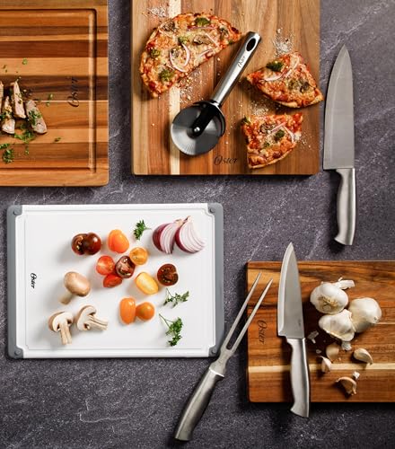 Oster Baldwyn 14 Piece Stainless Steel Cutting Kitchen Knife Cutlery Set with Swivel Block Holder and Knife Sharpener, Brushed Satin - Image 2