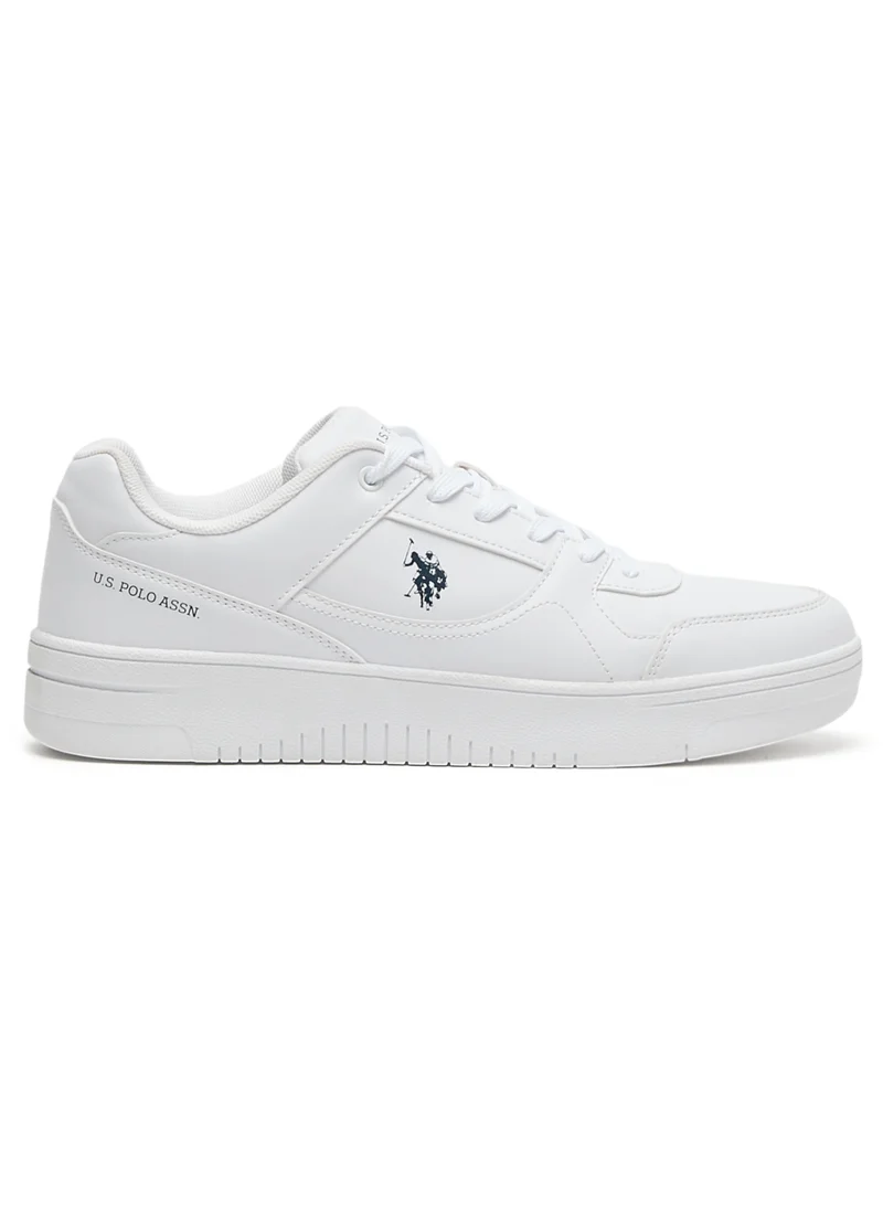 U.S. Polo Assn. Men's Classic White Sneakers - All-White Low-Top Design, Comfortable Casual Shoes for Everyday Wear