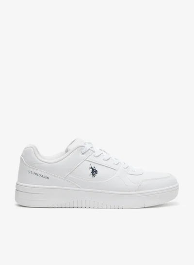 U.S. Polo Assn. Men's Classic White Sneakers - All-White Low-Top Design Shoes, Comfortable Casual Shoes for Everyday Wear