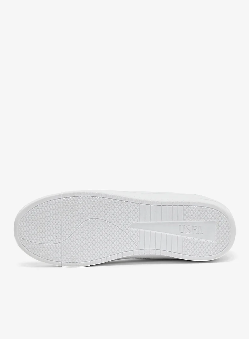 U.S. Polo Assn. White/Navy Men's Classic White Sneakers - All-White Low-Top Design Shoes, Comfortable Casual Shoes for Everyday Wear for Men | Best Price UAE