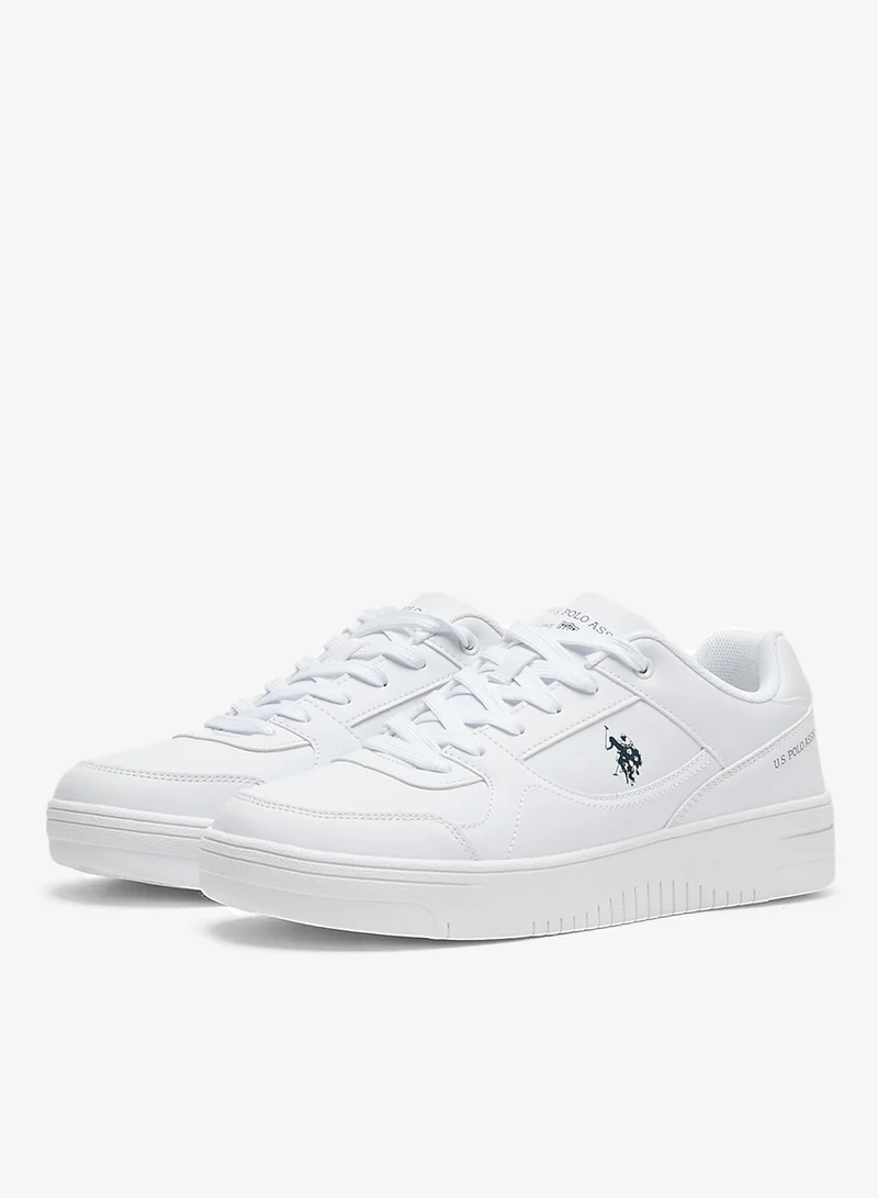 U.S. Polo Assn. White/Navy Men's Classic White Sneakers - All-White Low-Top Design Shoes, Comfortable Casual Shoes for Everyday Wear for Men | Best Price UAE