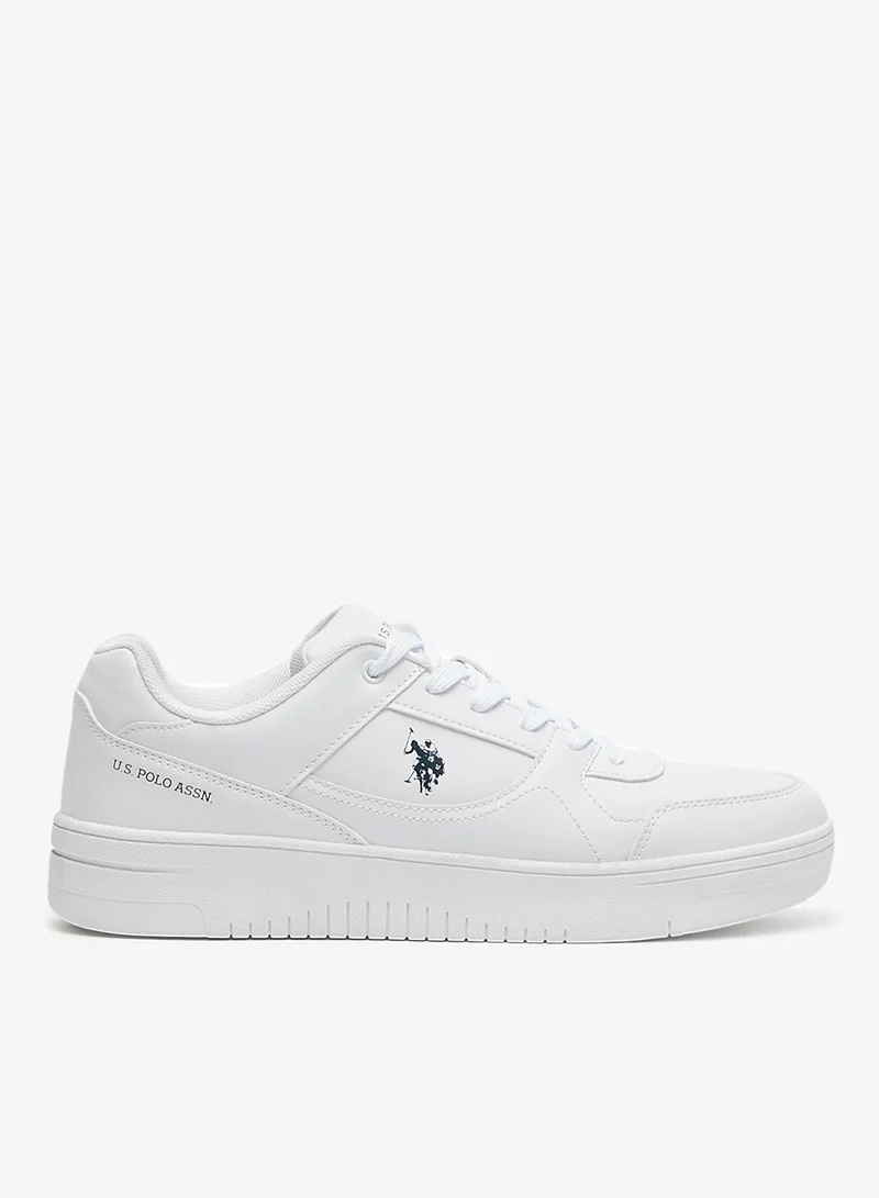 U.S. Polo Assn. White/Navy Men's Classic White Sneakers - All-White Low-Top Design Shoes, Comfortable Casual Shoes for Everyday Wear for Men | Best Price UAE