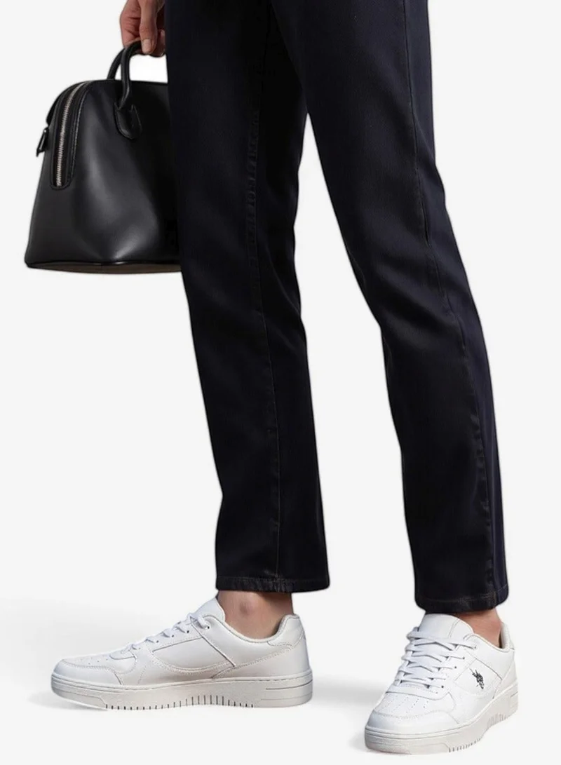 U.S. Polo Assn. White/Navy Men's Classic White Sneakers - All-White Low-Top Design Shoes, Comfortable Casual Shoes for Everyday Wear for Men | Best Price UAE