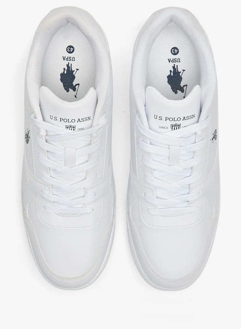 U.S. Polo Assn. White/Navy Men's Classic White Sneakers - All-White Low-Top Design Shoes, Comfortable Casual Shoes for Everyday Wear for Men | Best Price UAE