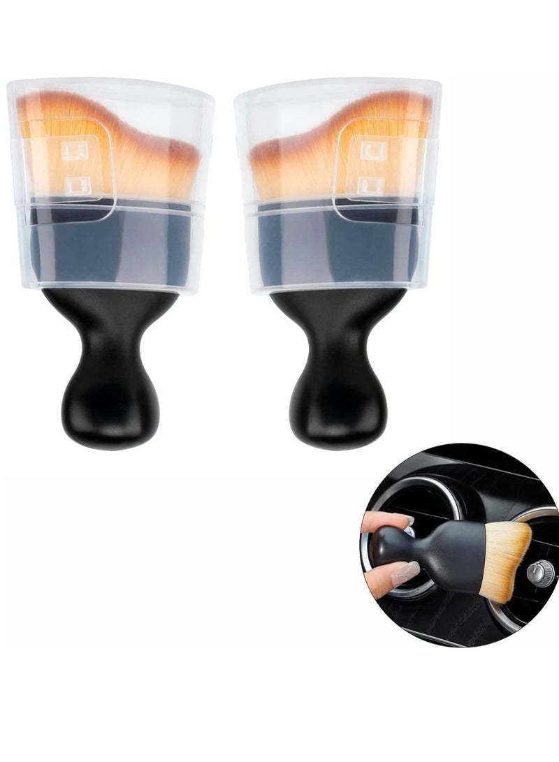 Car Interior Cleaning Tool Brush with Cover, Car Detailing Brushes, Auto Interior Soft Hair Removal Brush, Car Brush, Car Cleaning Brush, Car Interior Cleaning Tool Brush, Scratch Free 2Pcs - Image 1