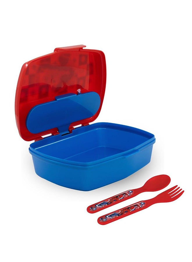 MARVEL Stor Funny Lunch Box Withcutlery Spiderman Arachnid Grid - Image 2