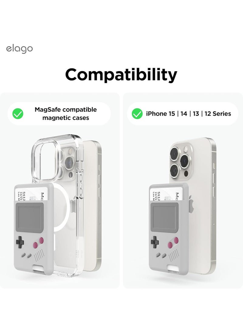 Elago W5 Magnetic Wallet Card Holder 2 Card Slot Compatible with MagSafe for iPhone 15,14,13,12 Series Scratch and Damage Protection - Light Grey  - Image 2