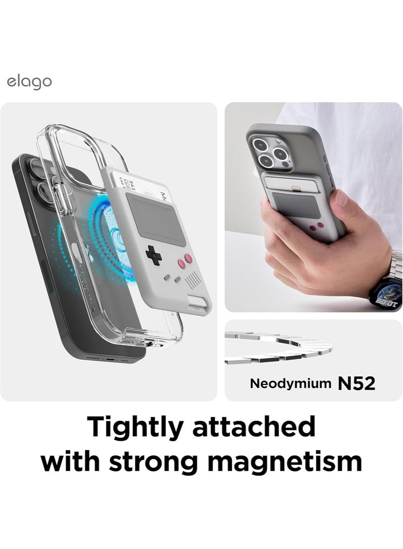 Elago W5 Magnetic Wallet Card Holder 2 Card Slot Compatible with MagSafe for iPhone 15,14,13,12 Series Scratch and Damage Protection - Light Grey  - Image 3