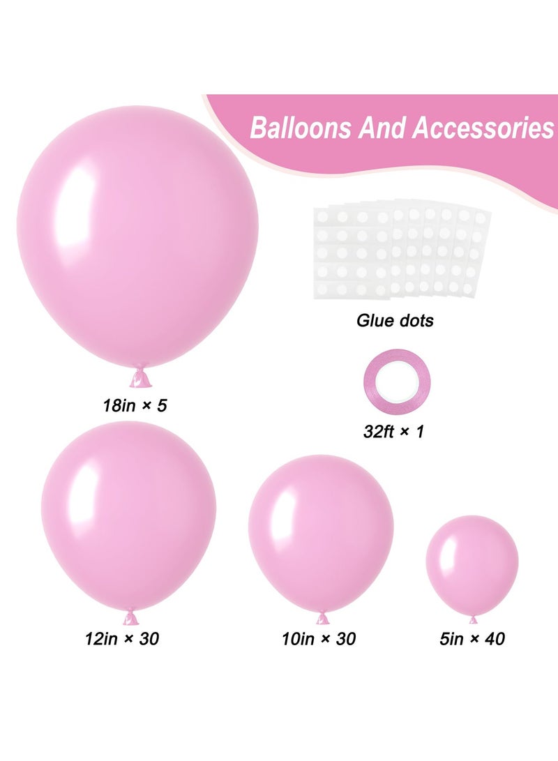 Pastel Pink Balloons Different Sizes 105pcs 5/10/12/18 Inch for Garland Arch, Pink Latex Balloons for Birthday, Wedding Baby Shower Gender Reveal Anniversary Pink Party Decorations - Image 2