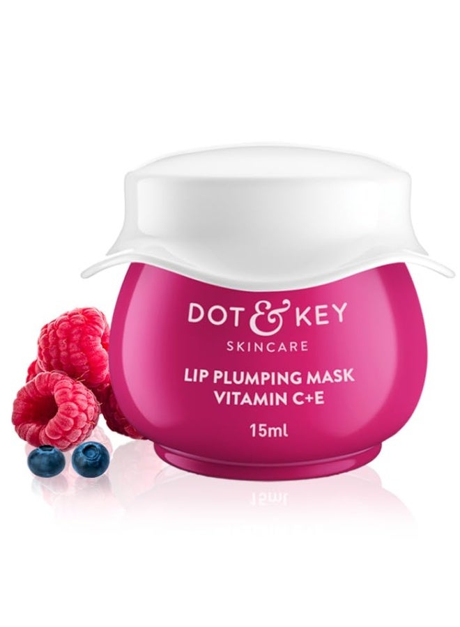 Dot & Key Lip Plumping Mask With Vitamin C + E for Naturally Glowing, Fading Pigmentation, Smoothing Flaky & Dry Lips - Soft, Smooth & Plump (Wild Berries & Pomegranate) 15ml - Image 1