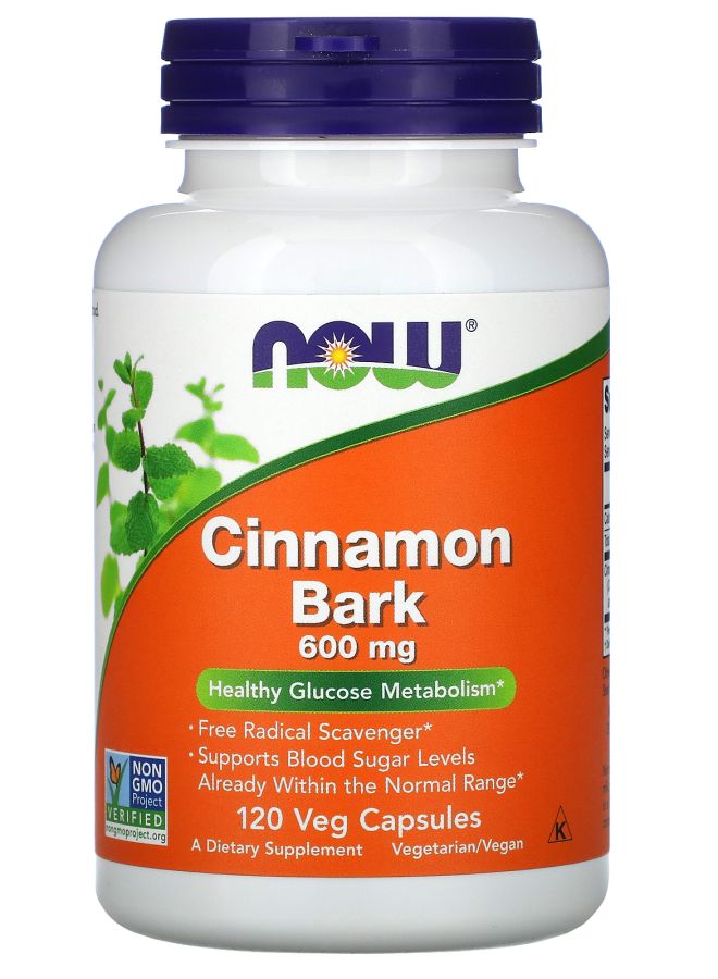 now Cinnamon Bark 600 mg 120 Veg Capsules