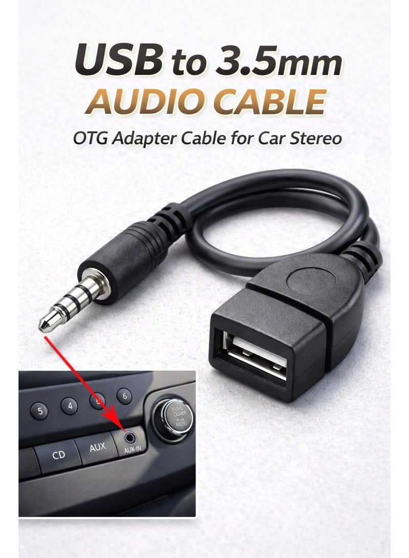 USB to 3.5mm Audio Cable, OTG Adapter Cable for Car Stereo, Smartphone and Tablet Audio Connection - Image 1