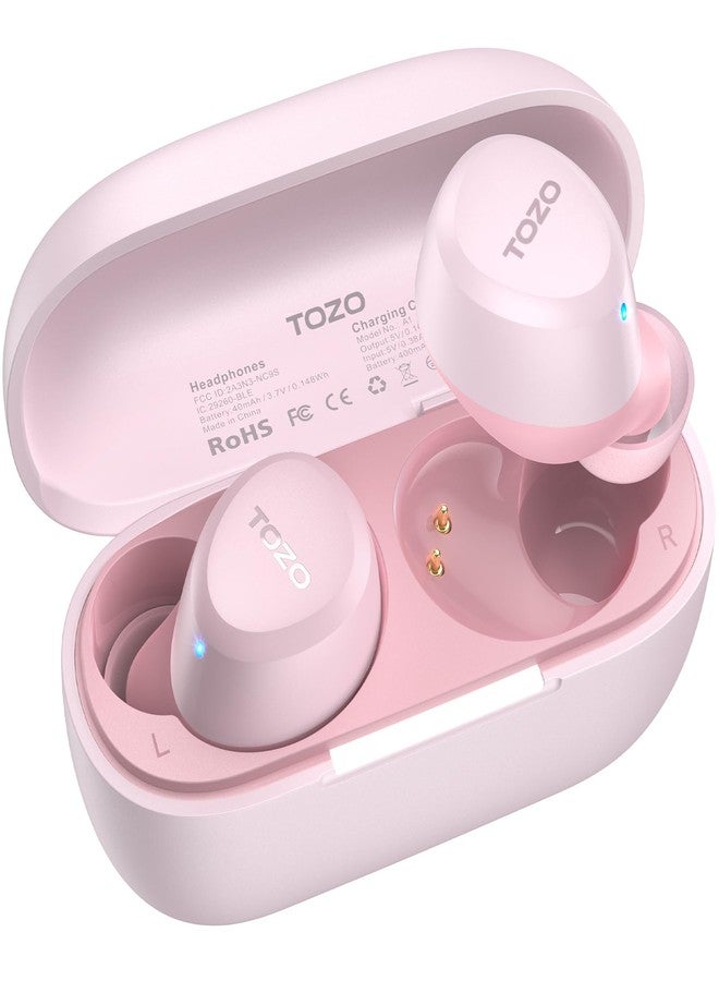 TOZO A1 Mini Wireless Earbuds Bluetooth 5.3 in Ear Light-Weight Headphones Built-in Microphone, IPX5 Waterproof, Immersive Premium Sound Long Distance Connection Headset with Charging Case, Rose Gold - Image 1