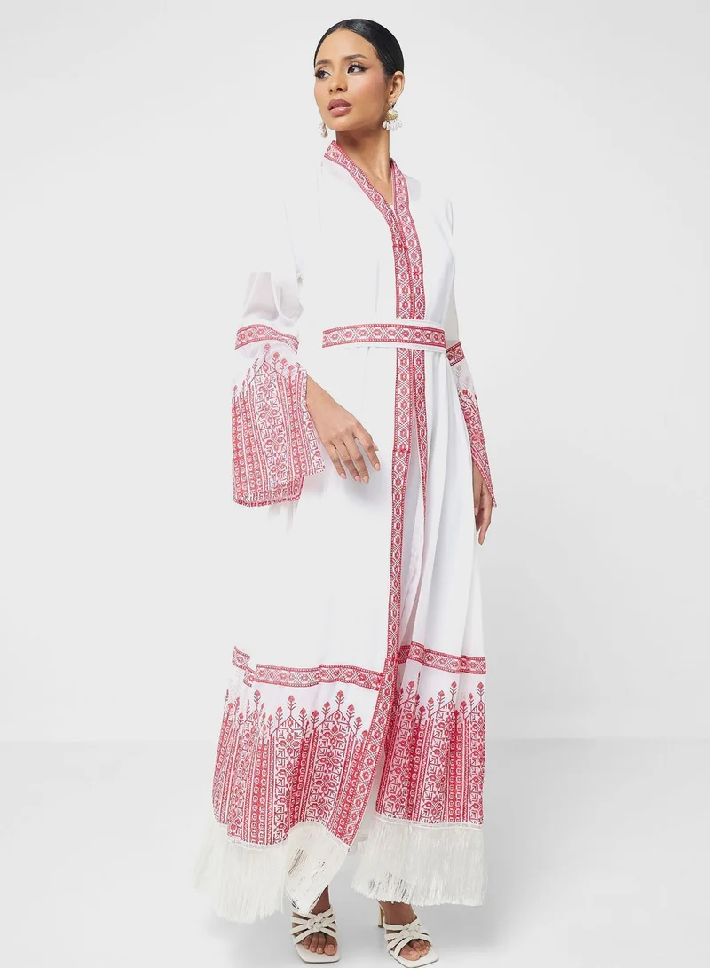 hayas closet Embroidered Belted Abaya