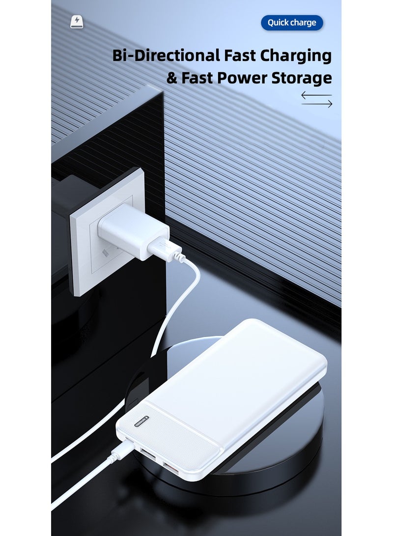 ريتشي باور بانك 10000 مللي أمبير في الساعة مع 4 منافذ 2 منفذ USB A 1 منفذ USB A 1 من النوع C 1 مايكرو 2.1 A سريع الشحن فائق النحافة متوافق مع آيفون هواوي سانسومج شاومي أبيض - Image 3