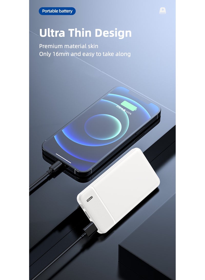 ريتشي باور بانك 10000 مللي أمبير في الساعة مع 4 منافذ 2 منفذ USB A 1 منفذ USB A 1 من النوع C 1 مايكرو 2.1 A سريع الشحن فائق النحافة متوافق مع آيفون هواوي سانسومج شاومي أبيض - Image 5