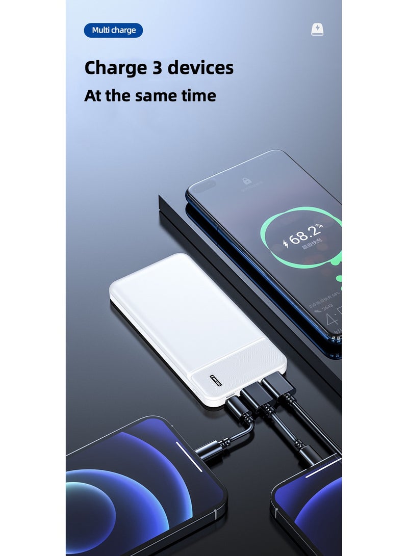 ريتشي باور بانك 10000 مللي أمبير في الساعة مع 4 منافذ 2 منفذ USB A 1 منفذ USB A 1 من النوع C 1 مايكرو 2.1 A سريع الشحن فائق النحافة متوافق مع آيفون هواوي سانسومج شاومي أبيض - Image 2