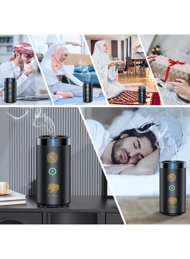 عود بخوان مبخرة كهربائية 2 في 1 مع مكبر صوت للقرآن الكريم، وموزع روائح البخور مع جهاز تحكم عن بعد للسيارة والمكتب والمنزل وغرفة النوم وغرفة المعيشة وغرفة الدراسة والمنتجع الصحي - Image 3