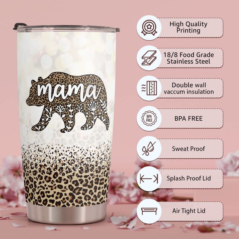 Macorner Macorner Mothers Day Gifts - Birthday Gifts for Mom Nana & Mothers Day Gifts From Daughter Son - Mom Gifts Mother's Day Christmas Gifts For Women Mom Grandma - Stainless Steel Bear 20oz Tumbler  - Image 3