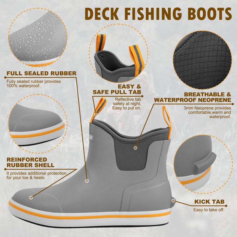 Hunthor Menâ€™s Fishing Boots, Waterproof Deck Boots Anti-Slip Rubber 3mm Breathable Neoprene Rain boots. Ideal for Fishing and Outdoor Activities - Image 5