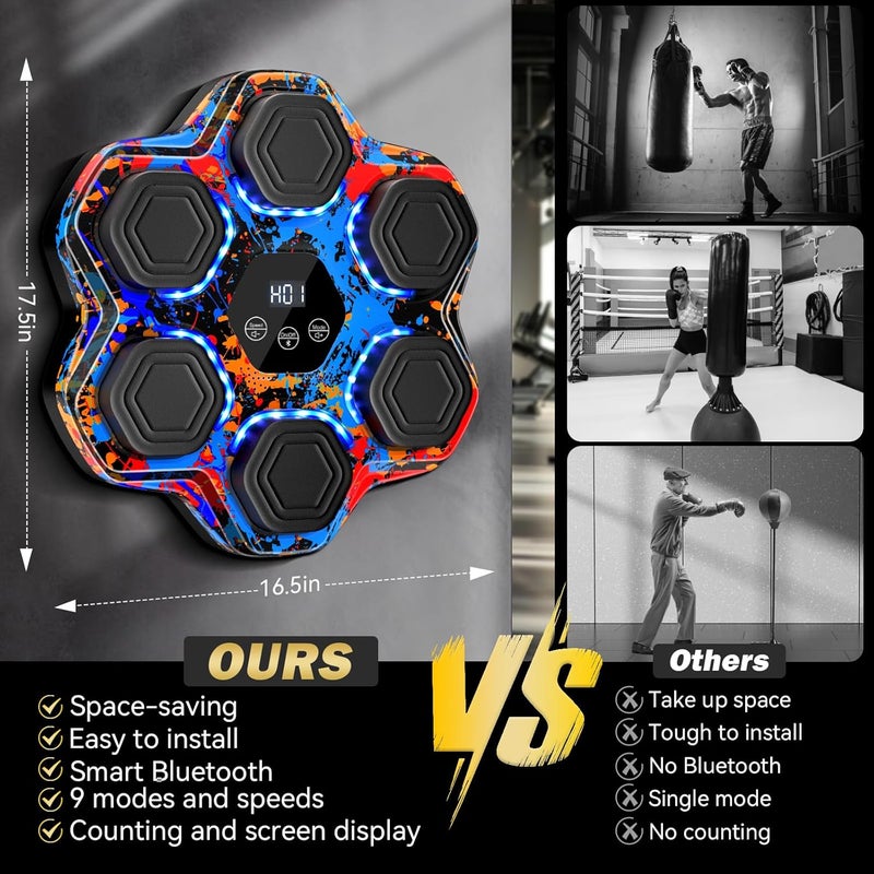 TGLLM Music Boxing Machine, Smart Bluetooth Boxing Machine for Adults & Kids, Boxing Machine Wall Mounted Music, Boxing Training Machine with Boxing Gloves for Home, Office, Gym - Image 4