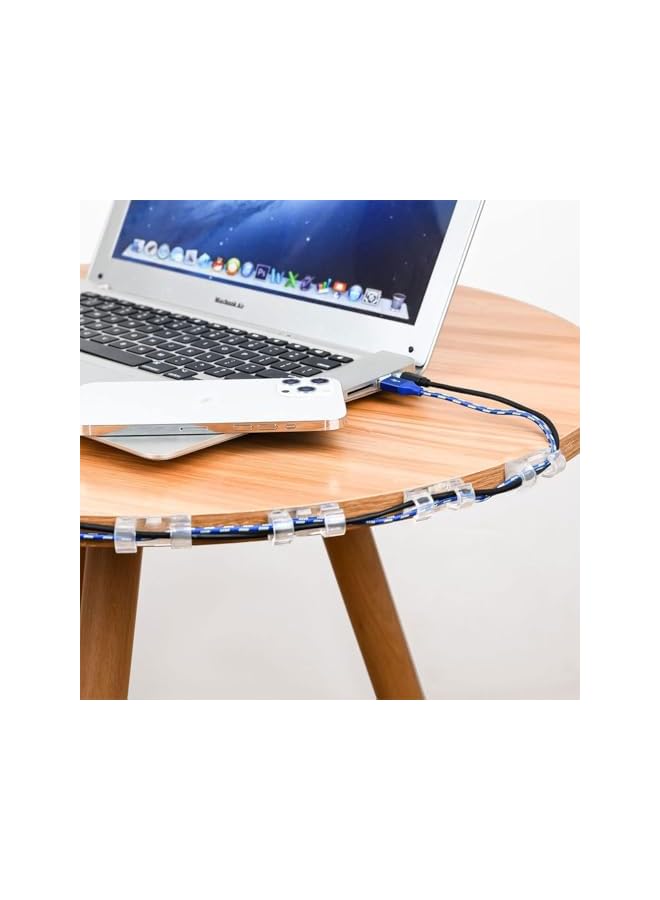 promass 40PCS Cable Clips Strong Self Adhesive Cable Management Clips Transparent Cord Holder Wire Clamp Cord Organizer for 6-8MM Cables Indoor/Outdoor - Image 3