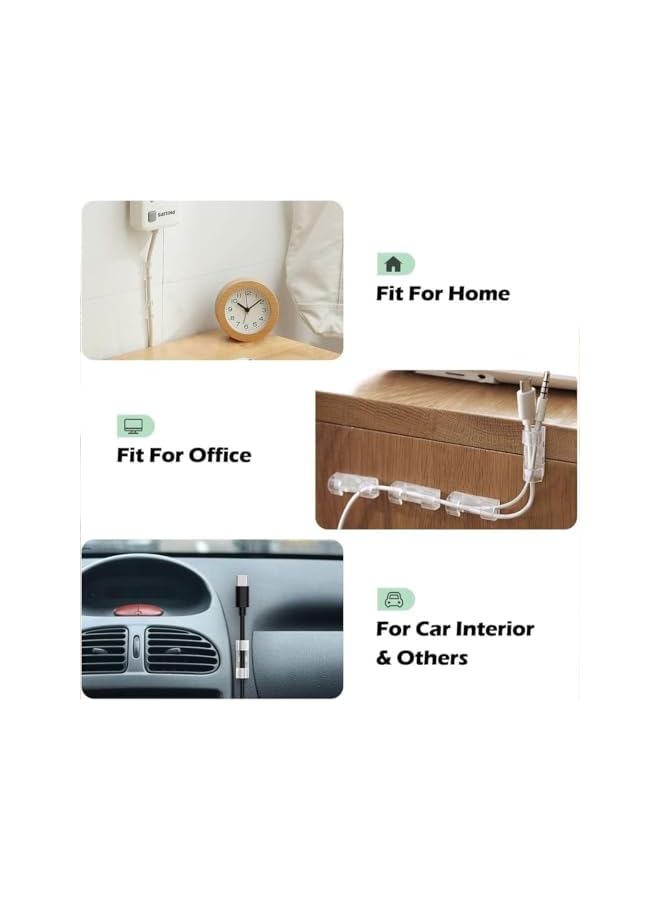 promass 40PCS Cable Clips Strong Self Adhesive Cable Management Clips Transparent Cord Holder Wire Clamp Cord Organizer for 6-8MM Cables Indoor/Outdoor - Image 4