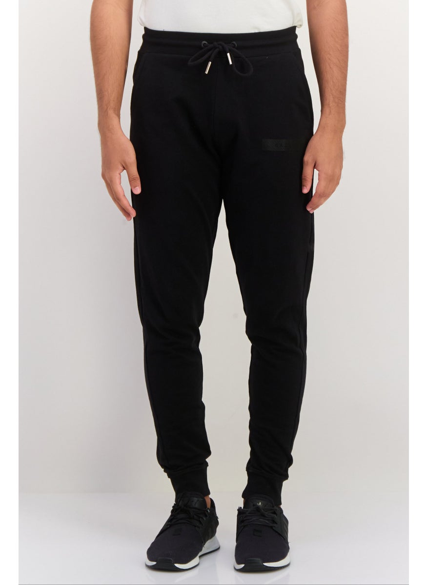 Gazzarrini Men Regular Fit Drawstring Solid Jogger Pants, Black  - Image 1