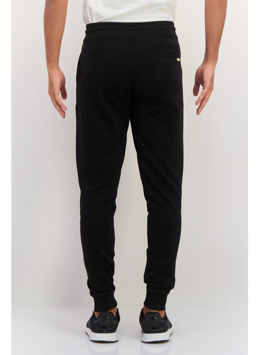 Gazzarrini Men Regular Fit Drawstring Solid Jogger Pants, Black  - Image 4
